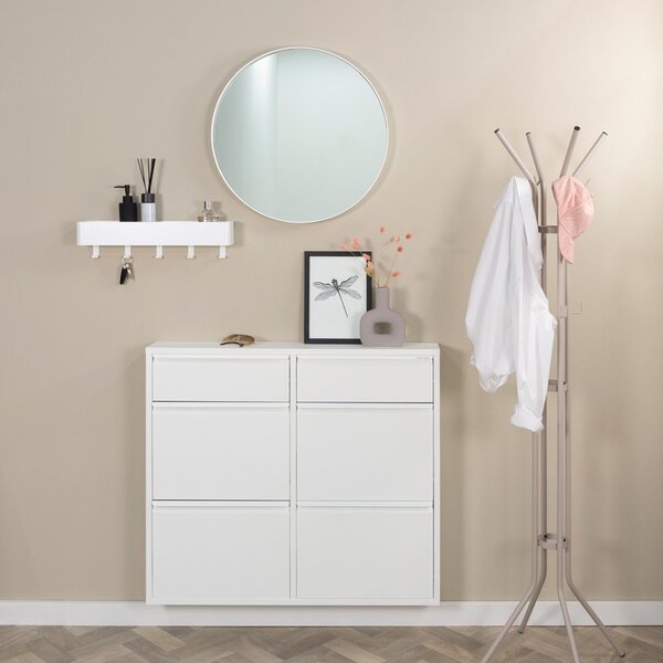 Bela kovinska preklopna omarica za čevlje 98x86x15 cm Billy – Spinder Design