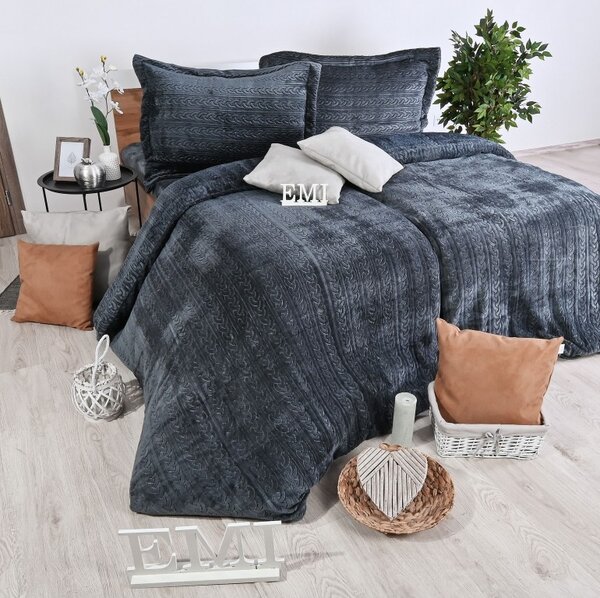 Rjuhe iz mikropliša Banu grey EMI, Standardni enojni posteljni komplet vključuje 1x 140x200 + 1x 70x90
