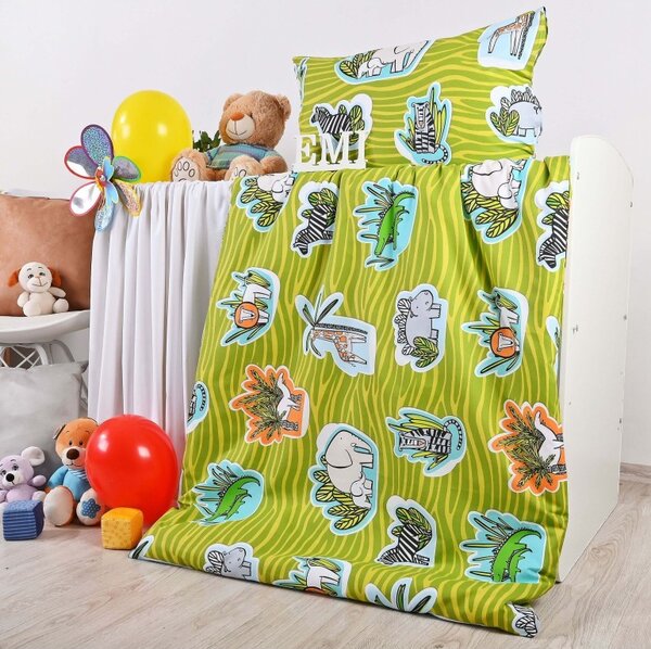 Otroška posteljnina Jungle zelena EMI, Otroški set 90x130 + 45x65