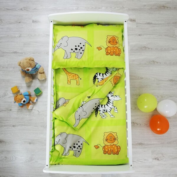 Otroška posteljnina ZOO zelena EMI, Otroški set 90x130 + 45x65