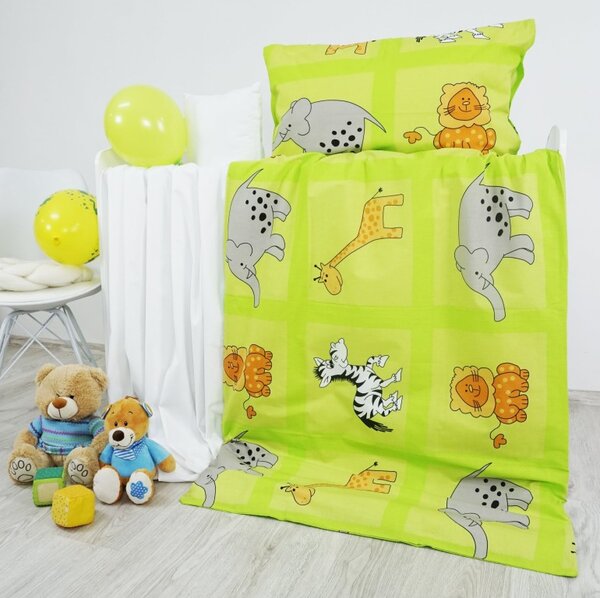 Otroška posteljnina ZOO zelena EMI, Otroški set 90x130 + 45x65