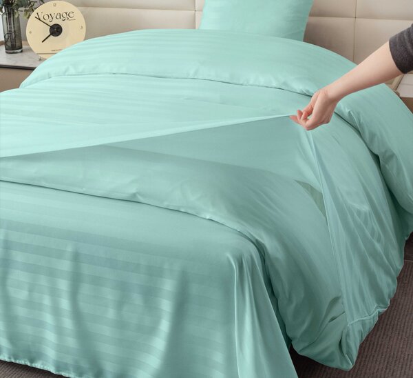 Hotelska posteljnina iz mikrovlaken JASMINE mentol - črta 2 cm, hotelski žepek Dimenzije posteljnine: 70 x 90 cm | 140 x 200 cm