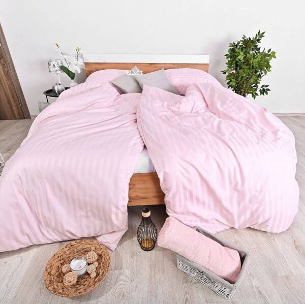 Roza posteljnina iz damasta EMI, Standardni enojni posteljni komplet vključuje 1x 140x200 + 1x 70x90