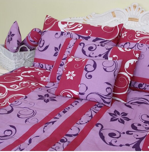 Posteljnina Lilien vijolična saten EMI, Standardni enojni posteljni komplet vključuje 1x 140x200 + 1x 70x90