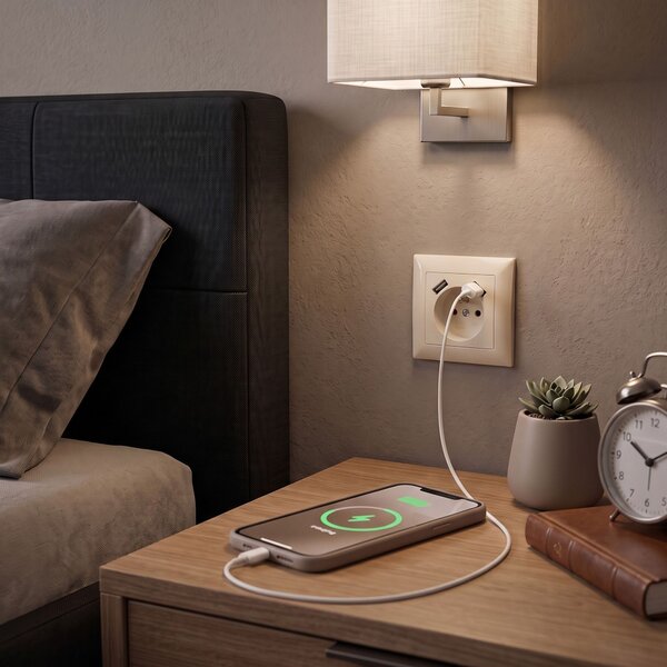 Enojna vtičnica z ozemljitvijo + 2x USB-A OSTE JNH003-G Beige