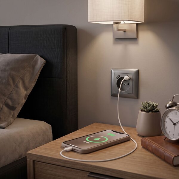 Enojna vtičnica z ozemljitvijo + 2x USB-A OSTE JNH003-G Grey