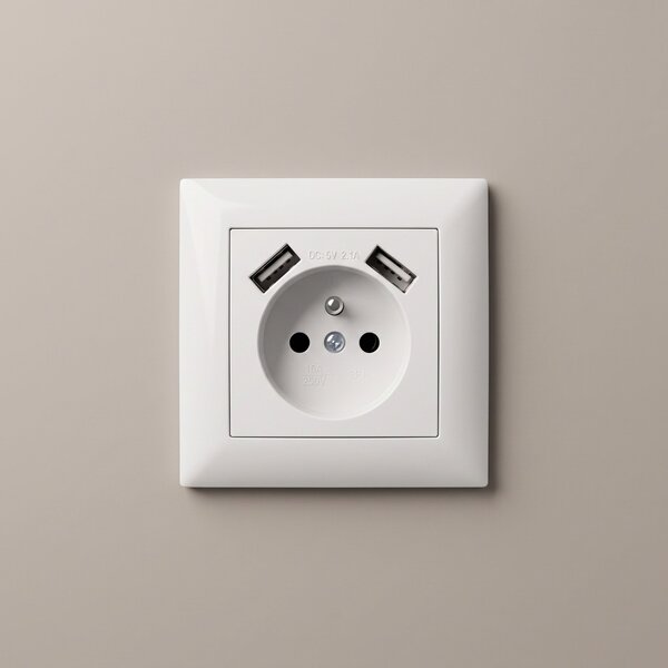Enojna vtičnica z ozemljitvijo + 2x USB-A OSTE JNH003-G White