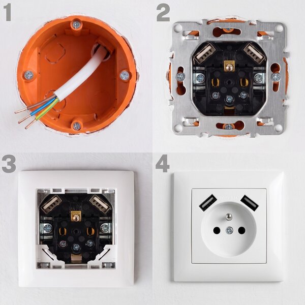 Enojna vtičnica z ozemljitvijo + 2x USB-A OSTE JNH003-G White