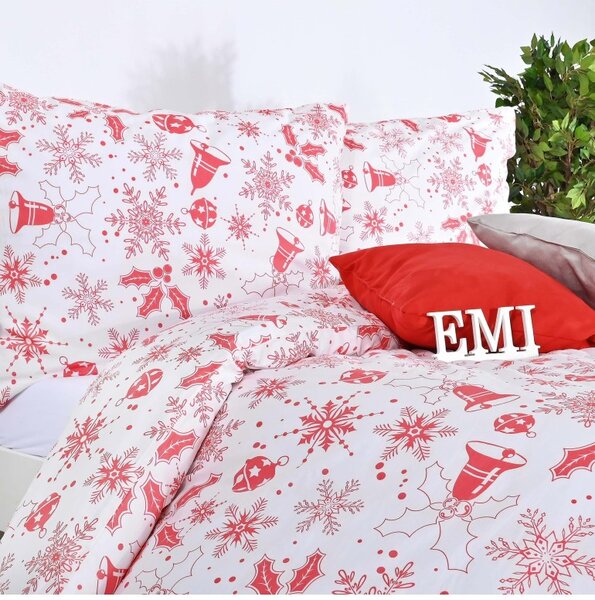 BOŽIČNA BOMBAŽNA POSTELJNINA WINTER EMI, Podaljšan enojni posteljni set vsebuje 1x 140x220 + 1x 70x90
