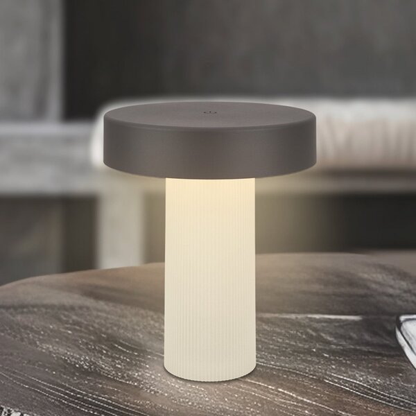 Briloner LED-akumulatorska namizna svetilka Bito, antracit/bela, višina 20 cm, IP44, zatemnjen, Črna, Dnevna soba / jedilnica, Kovina, Sodobni