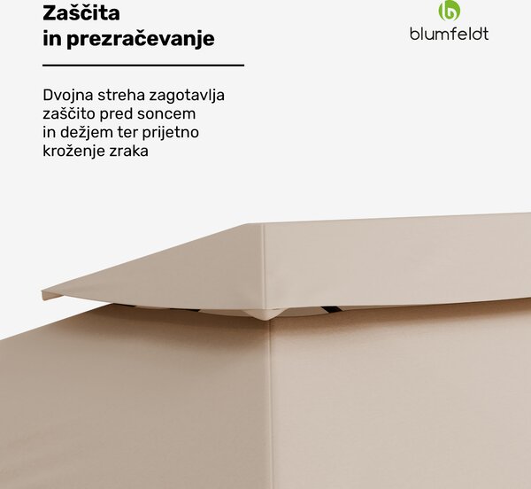 Blumfeldt Grandezza Cortina vrtni paviljon 3x6 m, odporen na vremenske vplive, prašno lakiran, stranske rolete