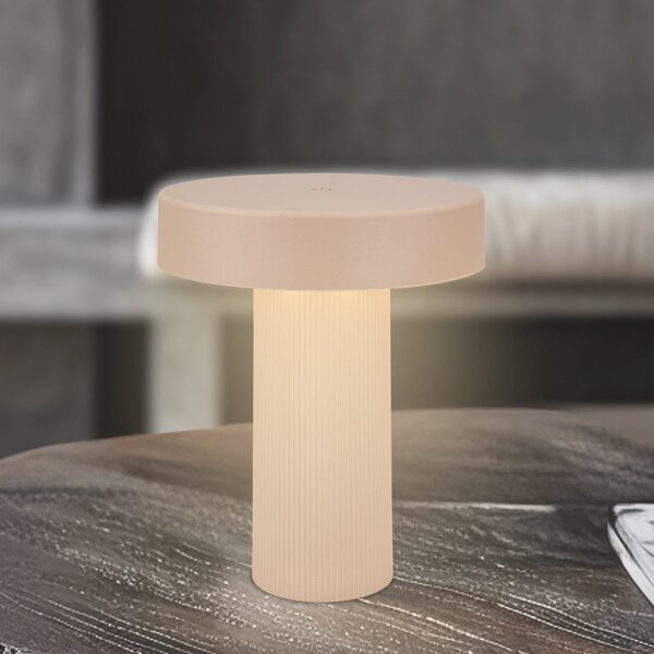 Briloner LED-akumulatorska namizna svetilka Bito, bež/bež, višina 20 cm, IP44, zatemnjen, Bež, Dnevna soba / jedilnica, Kovina, Sodobni
