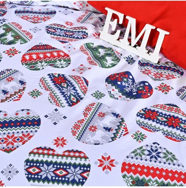 BOŽIČNA BOMBAŽNA POSTELJNINA COLD EMI, Podaljšan enojni posteljni set vsebuje 1x 140x220 + 1x 70x90