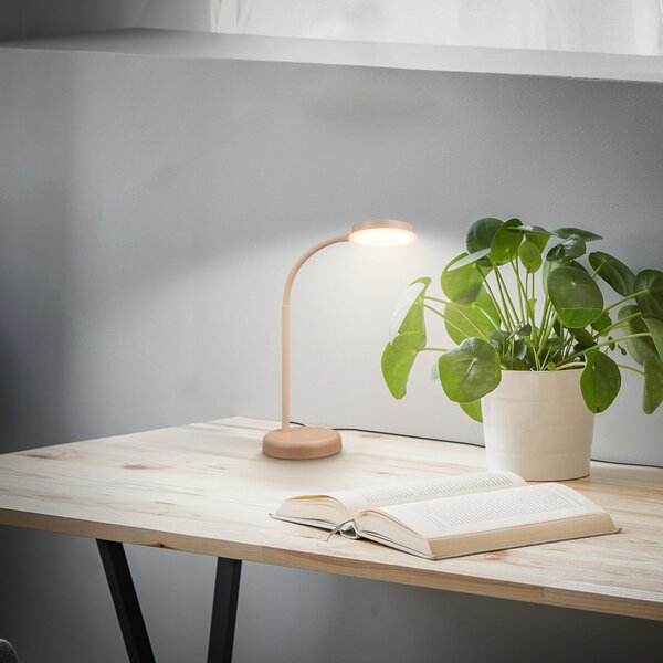 Briloner LED namizna svetilka Megg, bež, kovina, dimmer, 3.000 K, zatemnjen, Bež, Dnevna soba / jedilnica, Kovina, Sodobni