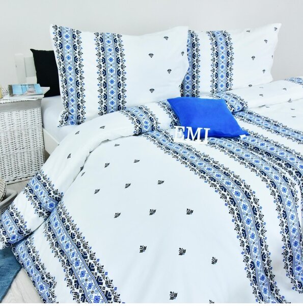 BOMBAŽNA POSTELJNINA DOROTA MODRA EMI, Standardni enojni posteljni komplet vključuje 1x 140x200 + 1x 70x90