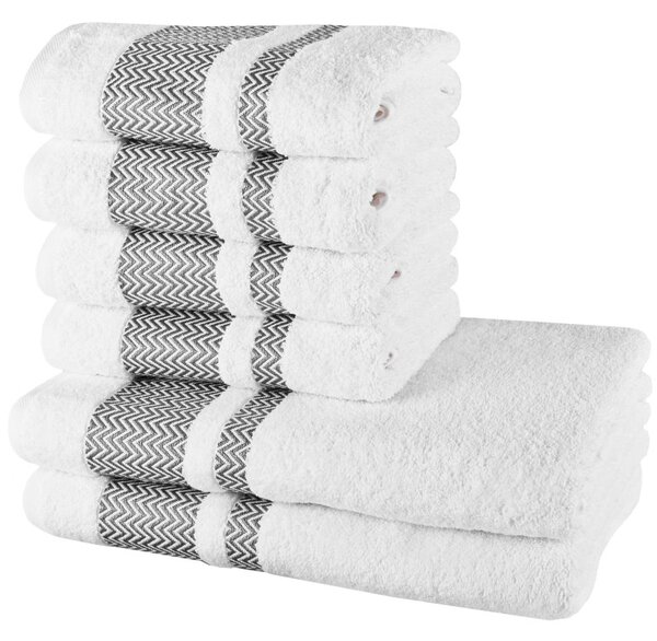 Set 6 bombažnih kopalnih brisač in brisač Ates white EMI