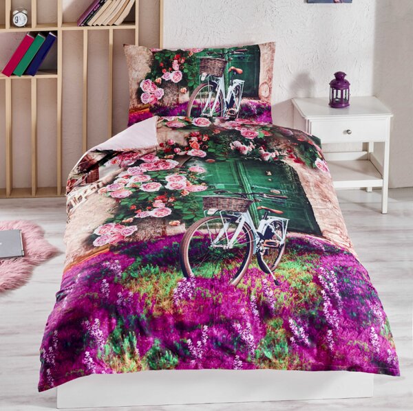 3D BOMBAŽNA POSTELJNINA VIOLET EMI, Standardni enojni posteljni komplet vključuje 1x 140x200 + 1x 70x90