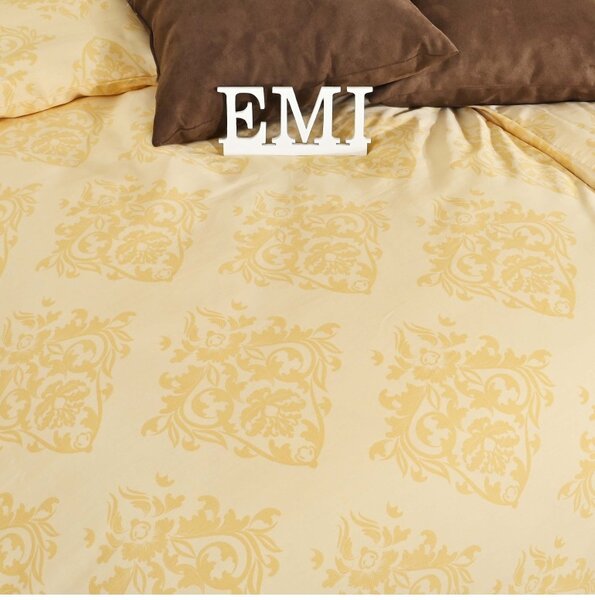 Posteljnina Ornament Exclusive saten rumena EMI, Standardni enojni posteljni komplet vključuje 1x 140x200 + 1x 70x90
