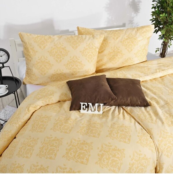 Posteljnina Ornament Exclusive saten rumena EMI, Standardni enojni posteljni komplet vključuje 1x 140x200 + 1x 70x90
