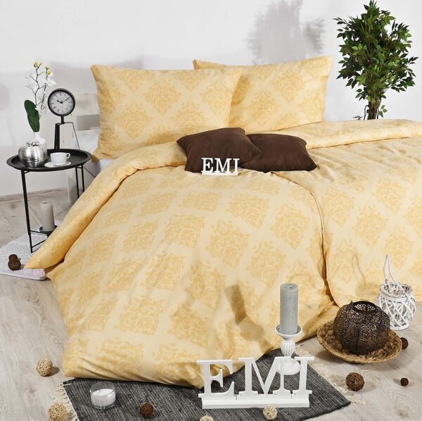 Posteljnina Ornament Exclusive saten rumena EMI, Standardni enojni posteljni komplet vključuje 1x 140x200 + 1x 70x90