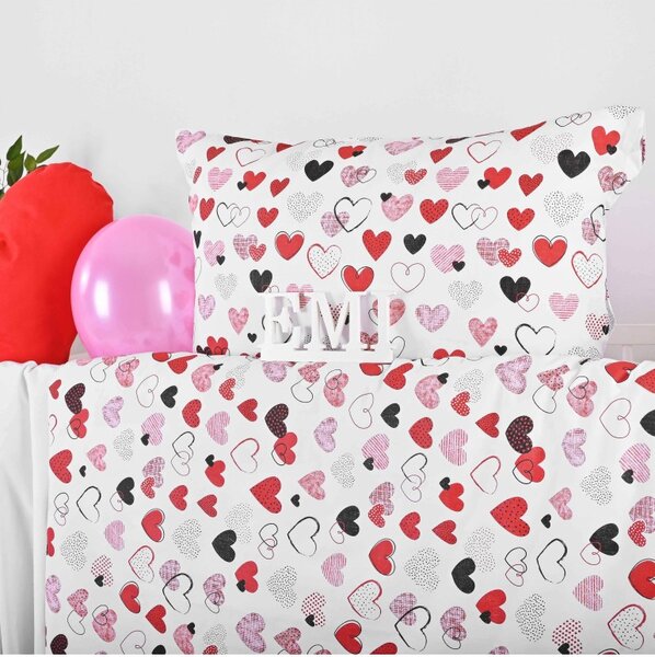 Otroška bombažna posteljnina Srčki EMI, Otroški set 90x130 + 45x65