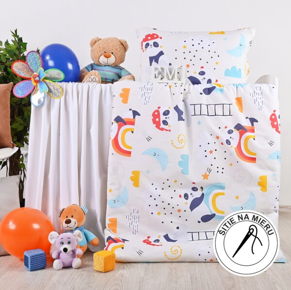 Otroške rjuhe Pandas bela EMI, Prevleka za blazino cilinder mala