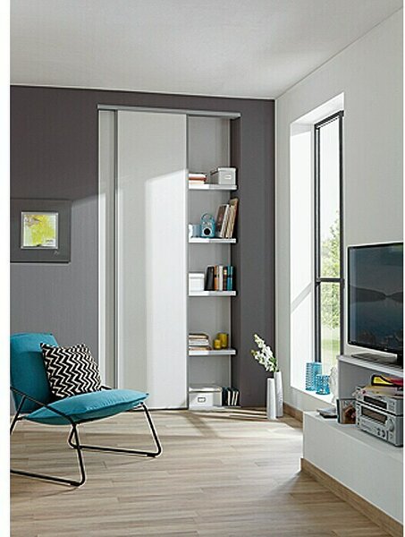 Optimum Set za vgradnjo drsnih vrat (Bela/siva, 120 x 250 cm)