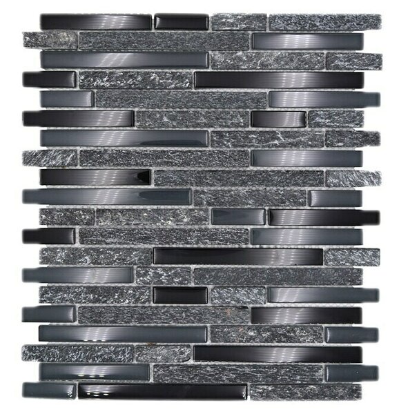 Mozaična ploščica Crystal Mix XCM MV798 (29,8 x 33,8 cm, Sive barve/črne barve, Sijaj)