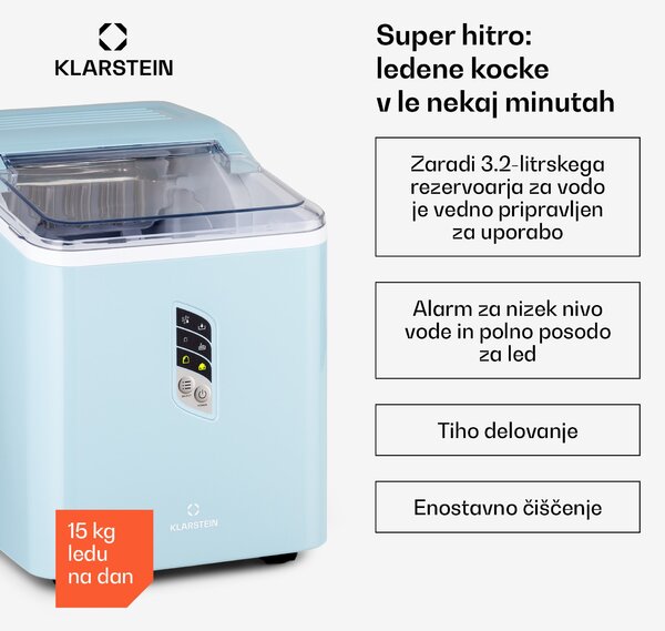 Klarstein Albaron, ledomat, v obliki pesta, 12 kg/24 h, 1,5 l rezervoar, prikazovalnik