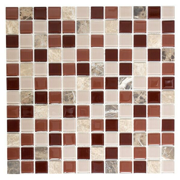 Samolepilni mozaik SAM 4CM352 (30 x 30 cm, Bež barve/rjave barve, Sijaj)