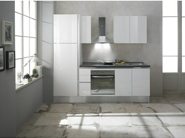 Marinelli Cucine Predsestavljena kuhinja Giulia (Širina: 245 cm, Bele barve, Z električnimi napravami, Videz delovne plošče: Marmorni videz, Spüle des
