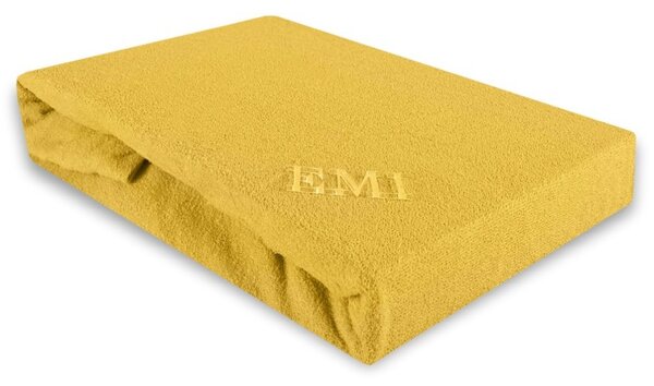 Posteljna rjuha temno rumena froté EMI, Ponjava 90 (100)x200