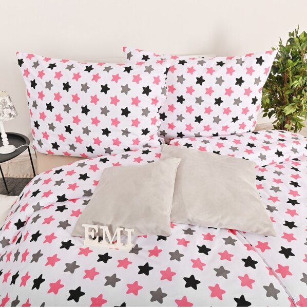 Otroška posteljnina Stars roza EMI, Otroški set 90x130 + 45x65