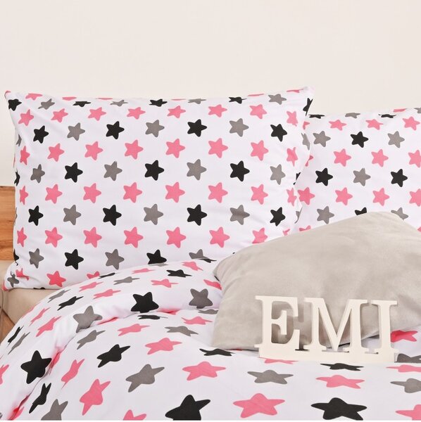 Otroška posteljnina Stars roza EMI, Otroški set 90x130 + 45x65