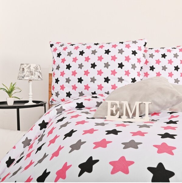 Otroška posteljnina Stars roza EMI, Otroški set 90x130 + 45x65