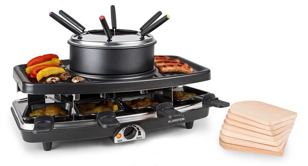 Klarstein Entrecote, 2 v 1 raclette žar & fondue, naravni kamen, 1100 W, 8 oseb, podloge