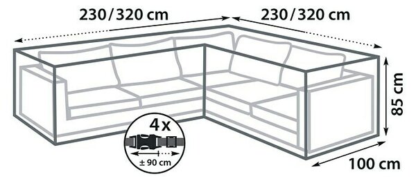 Sunfun Zaščitna prevleka za lounge set (Do x Š x V: 320 x 100 x 85 cm, Plastika)