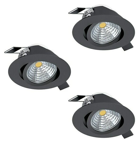 Eglo LED vgradna svetilka Saliceto (Toplo bela, Premer: 8,8 cm, Črna, 3 kos)