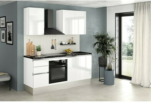 Marinelli Cucine Predsestavljena kuhinja Gianna Marmor (Širina: 195 cm, Bele barve, Anschlag desno, Z električnimi napravami)