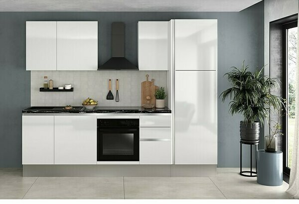 Marinelli Cucine Predsestavljena kuhinja Gianna Marmor (Širina: 275 cm, Bele barve, Anschlag desno, Z električnimi napravami)