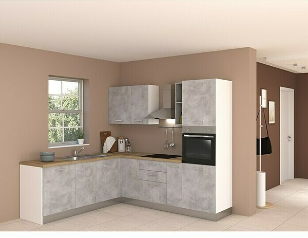 Marinelli Cucine Predsestavljena kotna kuhinja Cassiopea (Š x G: 250 x 225 cm, Z električnimi napravami, Umivalnik levo)