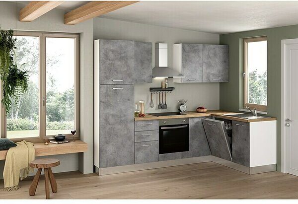 Marinelli Cucine Predsestavljena kotna kuhinja Cassiopea (Š x G: 270 x 165 cm, Z električnimi napravami, Umivalnik desno)