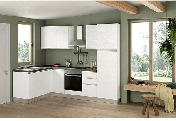 Marinelli Cucine Predsestavljena kotna kuhinja Gemma (Š x G: 270 x 160 cm, Bela, Z električnimi napravami, Visoka omara na desni strani)