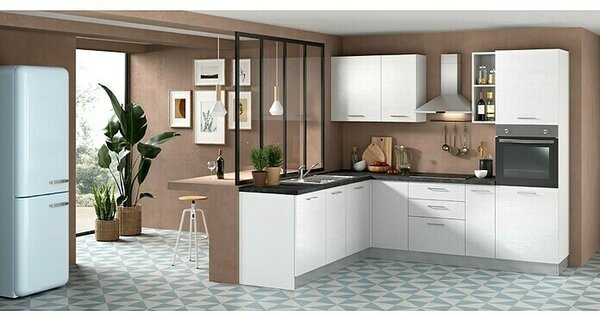 Marinelli Cucine Predsestavljena kotna kuhinja Idra (Š x G: 250 x 225 cm, Z električnimi napravami, Umivalnik levo)