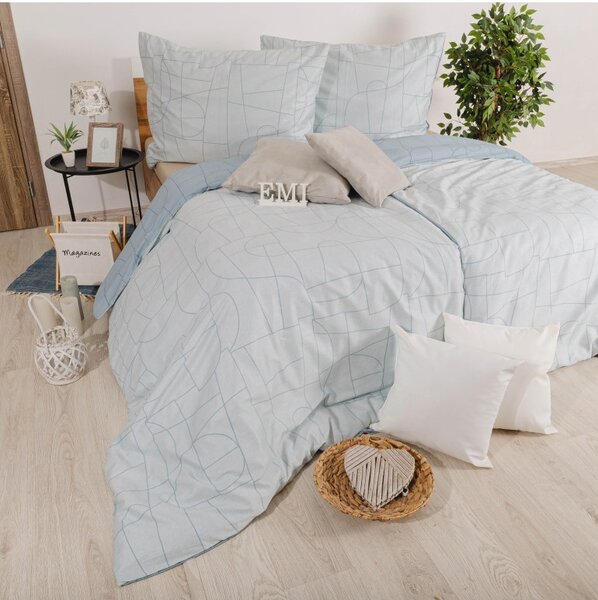 Posteljnina Velur modra saten EMI