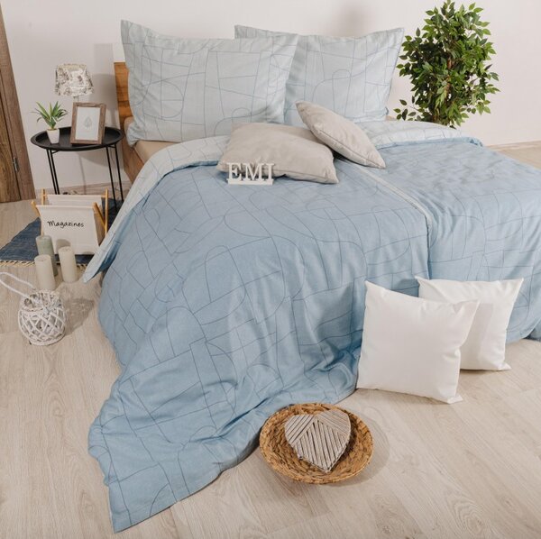 Posteljnina Velur modra saten EMI