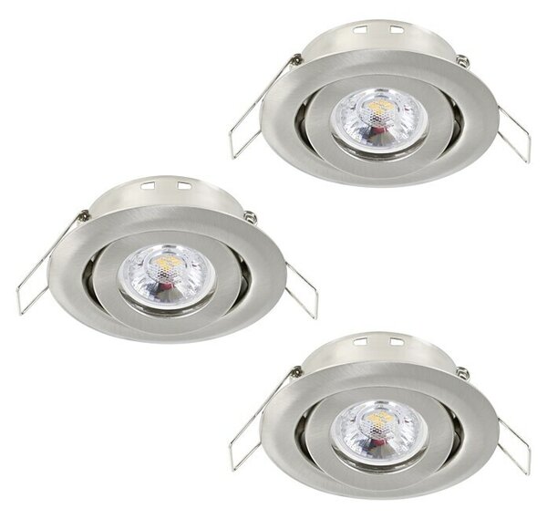 Eglo Set okroglih LED vgradnih svetilk Saliceto Mini-Puck (4,2 W, Ø x V: 7,7 x 2,3 cm, Nikelj, Toplo bela)