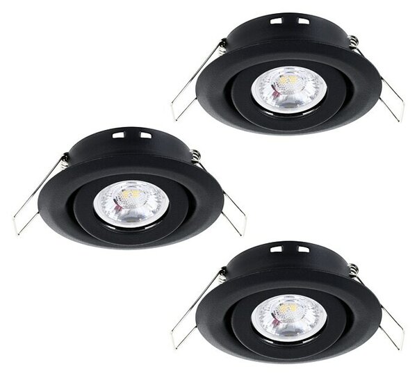Eglo Set okroglih LED vgradnih svetilk Saliceto Mini-Puck (4,2 W, Ø x V: 7,7 x 2,3 cm, Črna, Toplo bela)