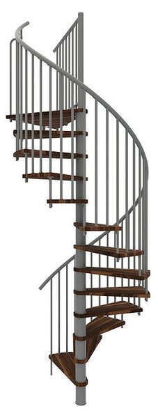 Minka Spiralno stopnišče Spiral Smart (Premer: 120 cm, Siva, Barva stopnice: Oreh, Višina nadstropja: 305 cm)