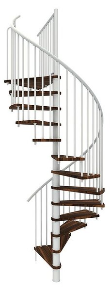 Minka Spiralno stopnišče Spiral Smart (Premer: 120 cm, Bela, Barva stopnice: Oreh, Višina nadstropja: 305 cm)
